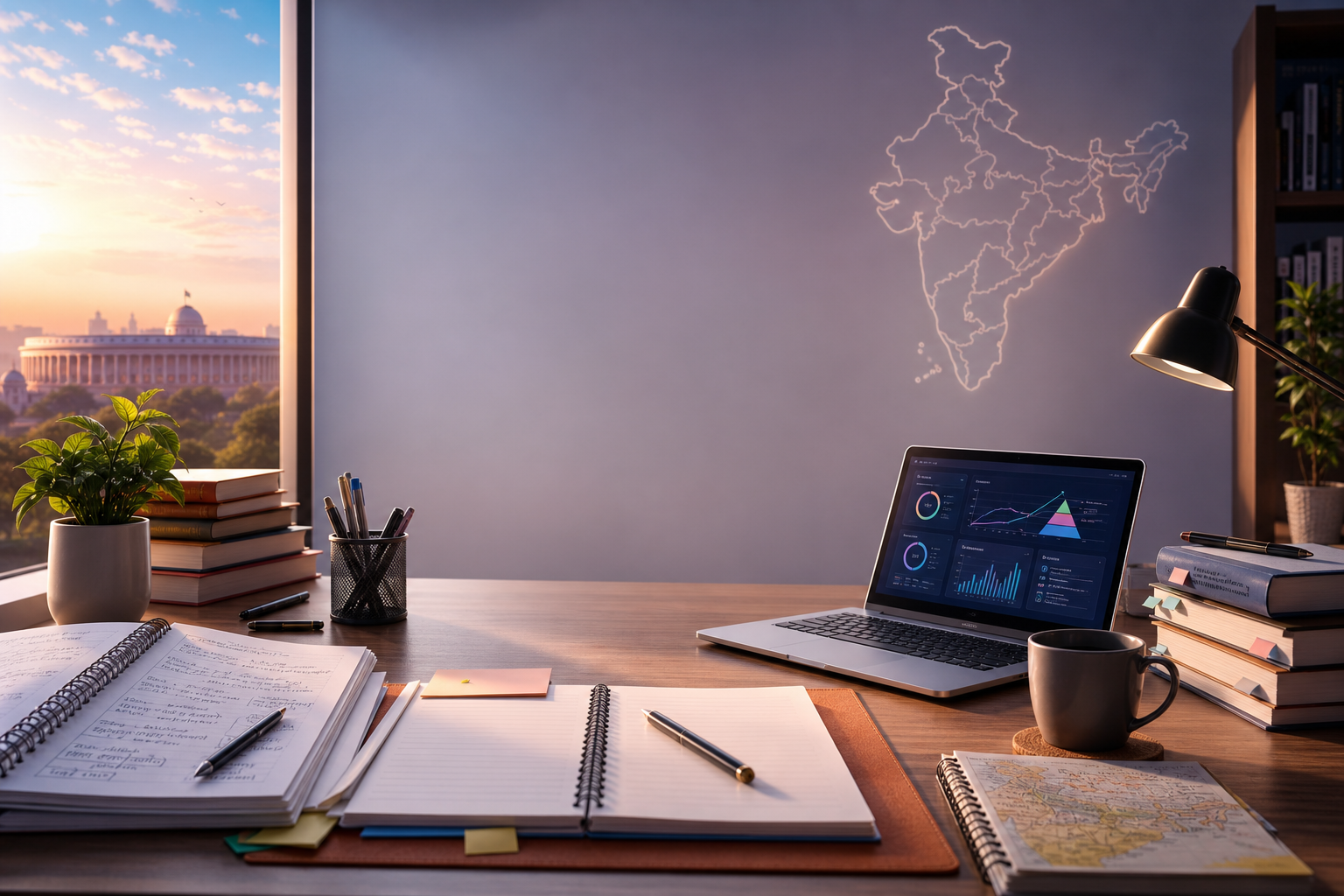 Premium aspirant study desk with exam analytics